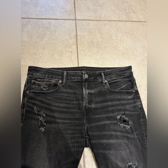 American eagle 36x34 men’s black ripped skinny jeans - Picture 6 of 12